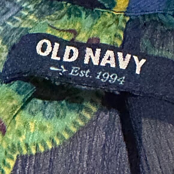 Old Navy Semi Sheer Blue Green Paisley Print Flowy Top Blouse Women's S Small - Picture 2 of 8